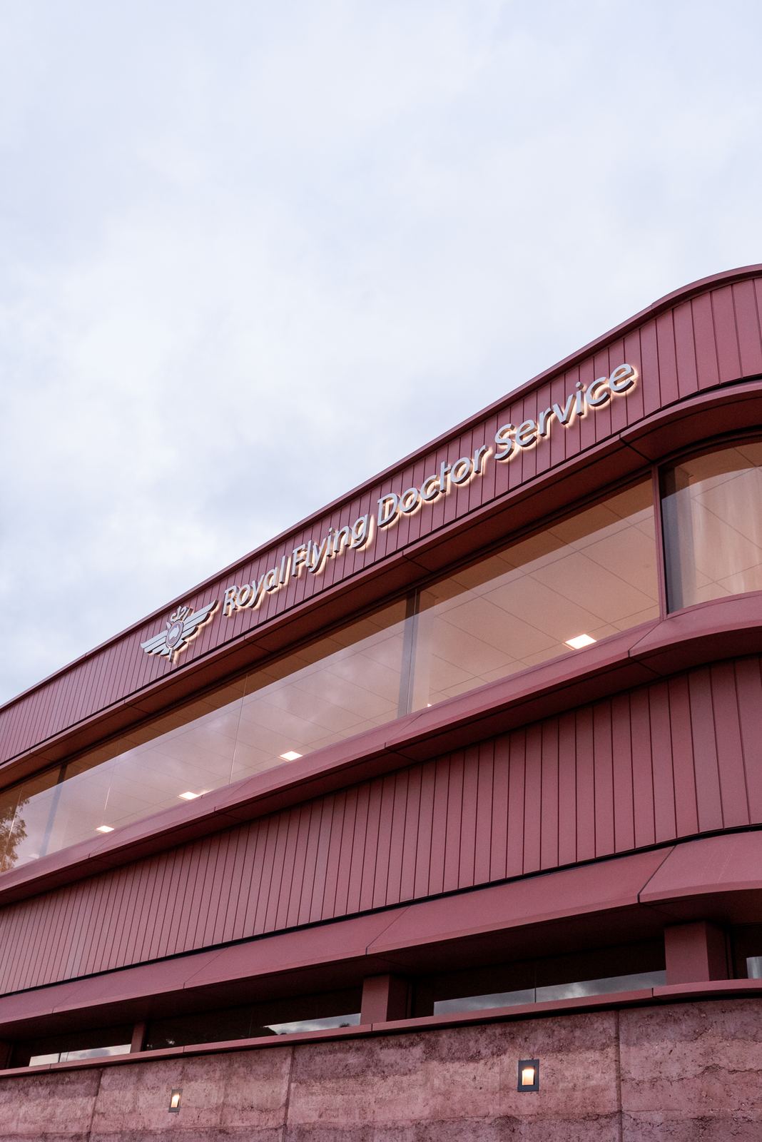 Royal Flying Doctor Service lettering on the curved facade